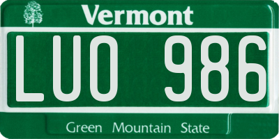 VT license plate LUO986