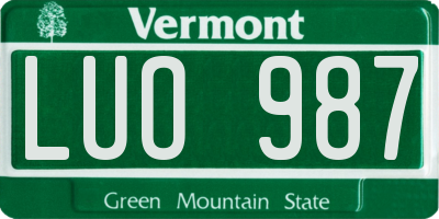 VT license plate LUO987