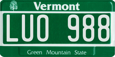 VT license plate LUO988