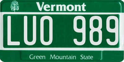 VT license plate LUO989