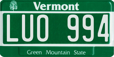 VT license plate LUO994