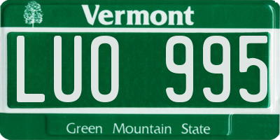VT license plate LUO995