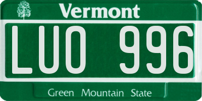 VT license plate LUO996