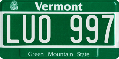 VT license plate LUO997