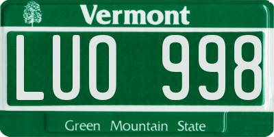 VT license plate LUO998