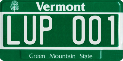 VT license plate LUP001