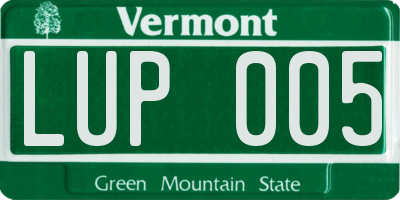 VT license plate LUP005