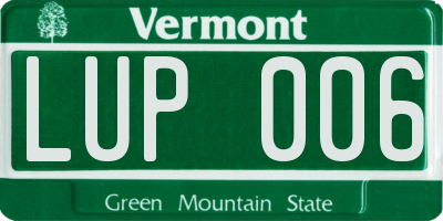 VT license plate LUP006