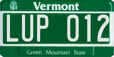 VT license plate LUP012