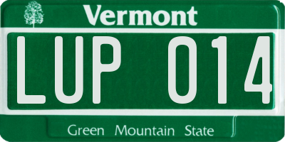 VT license plate LUP014