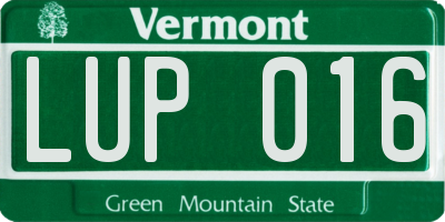 VT license plate LUP016