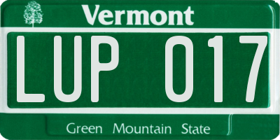 VT license plate LUP017