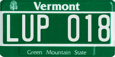 VT license plate LUP018