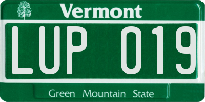 VT license plate LUP019