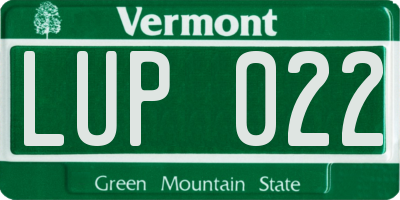 VT license plate LUP022