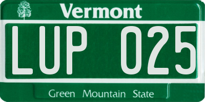 VT license plate LUP025