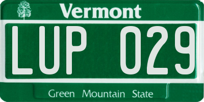 VT license plate LUP029