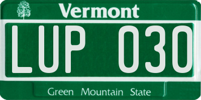VT license plate LUP030