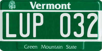 VT license plate LUP032