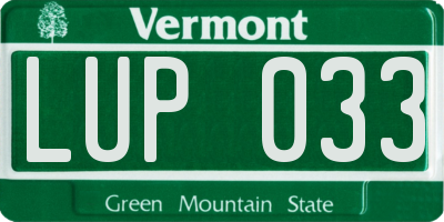 VT license plate LUP033