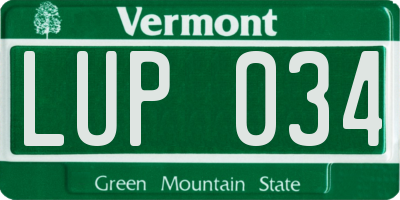 VT license plate LUP034