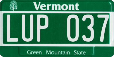 VT license plate LUP037