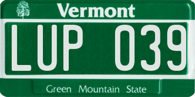 VT license plate LUP039