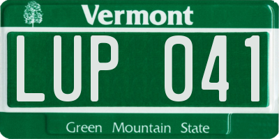 VT license plate LUP041