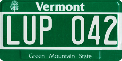 VT license plate LUP042