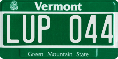 VT license plate LUP044