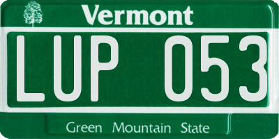 VT license plate LUP053