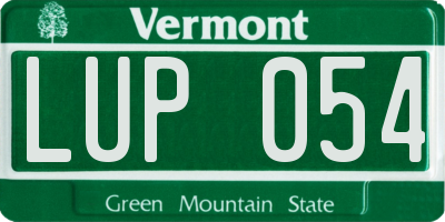 VT license plate LUP054
