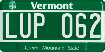 VT license plate LUP062