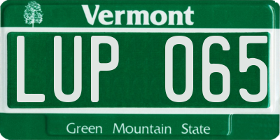 VT license plate LUP065