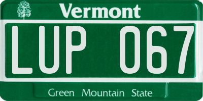 VT license plate LUP067