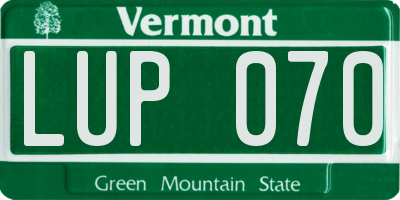 VT license plate LUP070