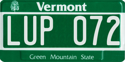 VT license plate LUP072