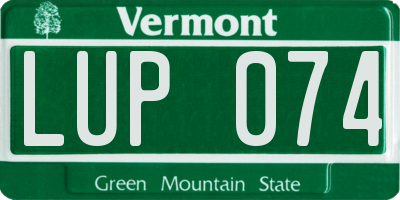 VT license plate LUP074