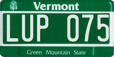 VT license plate LUP075