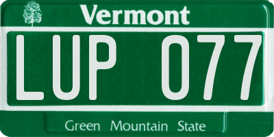 VT license plate LUP077