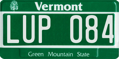 VT license plate LUP084