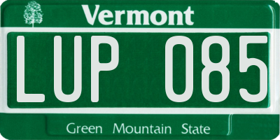 VT license plate LUP085