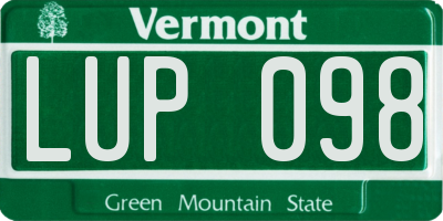 VT license plate LUP098