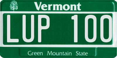 VT license plate LUP100