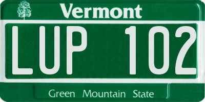 VT license plate LUP102