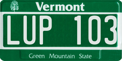 VT license plate LUP103