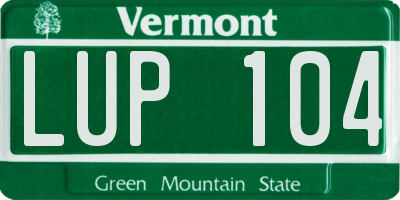 VT license plate LUP104