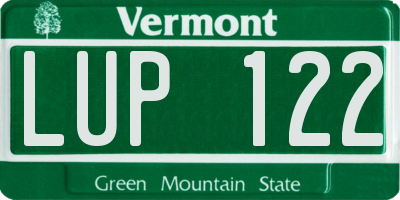 VT license plate LUP122