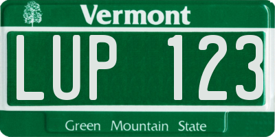 VT license plate LUP123