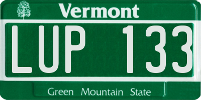 VT license plate LUP133